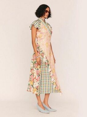 NEW Summery Copenhagen Leni Spliced Print Wrap Dress